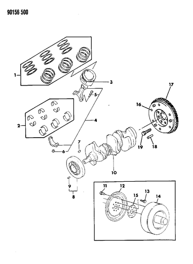 1990 Chrysler LeBaron Crankshaft , Pistons And Torque Converter Diagram 3