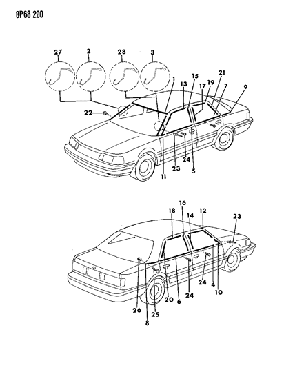 1991 Dodge Monaco MOULDING-Assembly-Quarter Panel Belt (Bright) Diagram for 4538038