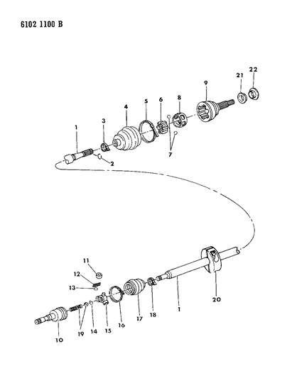 1986 Dodge Lancer Shaft - Front Drive Diagram 3