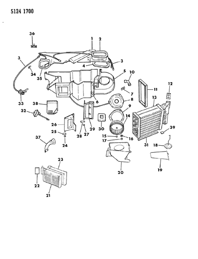 1985 Chrysler LeBaron GTS Air Conditioner & Heater Unit Diagram 1