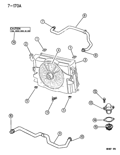 1995 Chrysler Town & Country Rad Inlet Hose Diagram for 4546535
