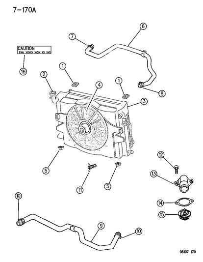 1995 Dodge Grand Caravan Radiator & Related Parts Diagram 3