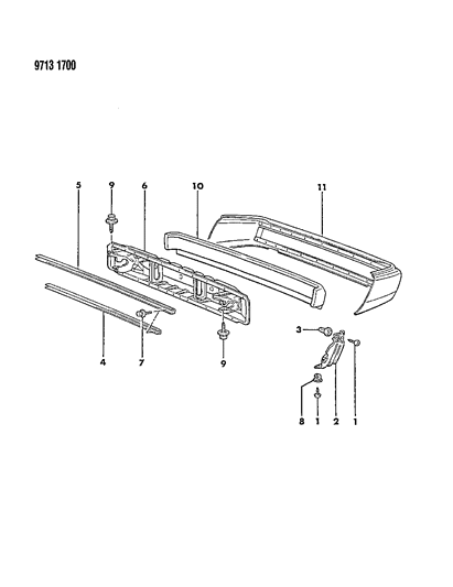 1989 Chrysler Conquest Bumper, Rear Diagram