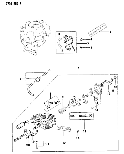 1987 Dodge Colt Carburetor Throttle Parts Diagram