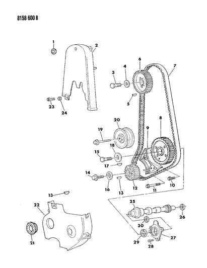 1988 Dodge 600 Timing Belt & Cover & Intermediate Shaft Diagram 2