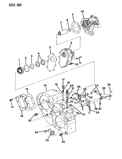 1986 Dodge W350 Case, Transfer & Related Parts Diagram