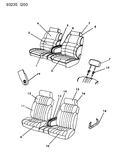 1993 Chrysler LeBaron Sedan Front Seat Diagram 2
