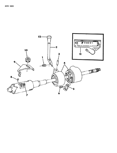 1985 Dodge Ram Van Controls, Gearshift, Steering Column Shift Diagram 2