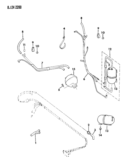 1988 Jeep Cherokee Lines - Heater & A/C Vacuum Diagram