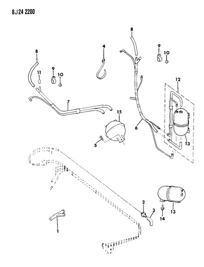 1988 Jeep Wagoneer Lines - Heater & A/C Vacuum Diagram