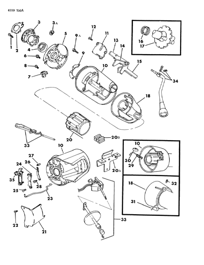 1984 Chrysler LeBaron Column, Steering Upper Without Tilt Diagram