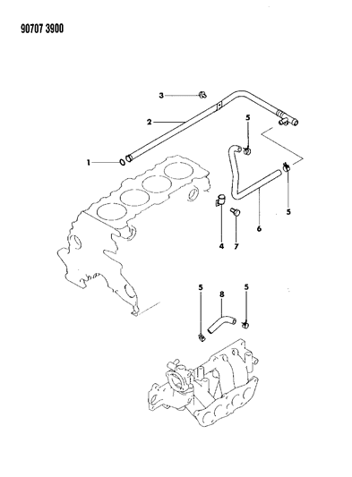 1990 Dodge Ram 50 Water Hose & Pipe Diagram 1