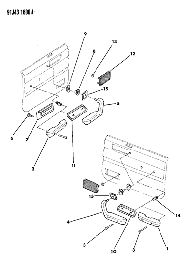 1991 Jeep Comanche Interior Trim Parts Diagram