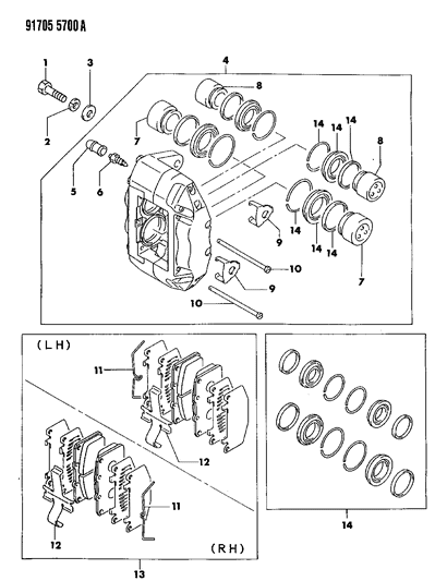 1991 Dodge Stealth Front Brakes Diagram 2