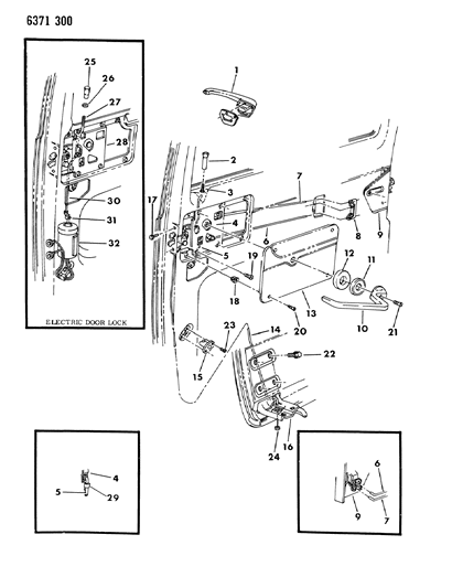 1986 Dodge Ram Van Door, Sliding Handle & Latch Diagram