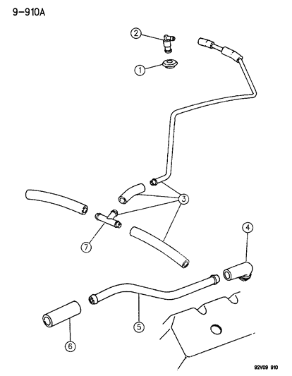 1996 Dodge Viper Hose-POSTIVE CRANKCASE VENTILATI Diagram for 4848340