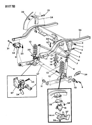 1991 Chrysler New Yorker Fifth Avenue Suspension - Rear Diagram