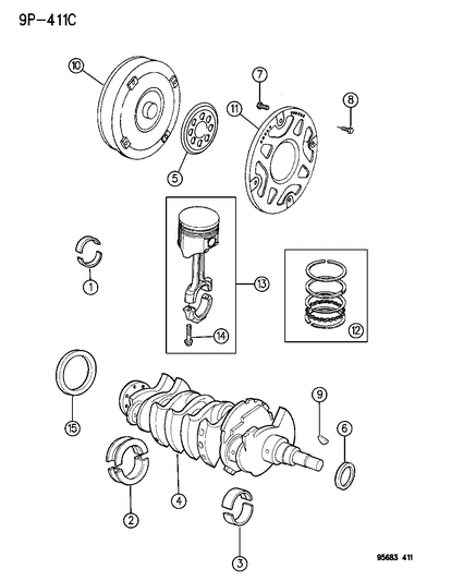 1996 Chrysler Sebring Crankshaft , Piston & Torque Converter Diagram 1