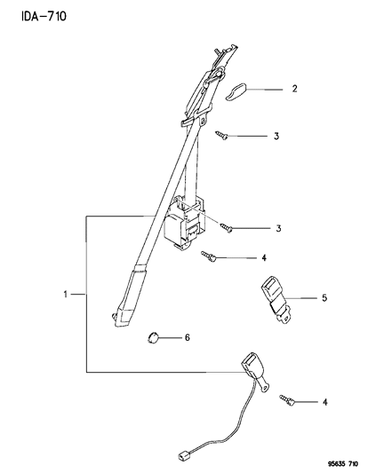 1996 Dodge Avenger Front Seat Belt Diagram for MR734243