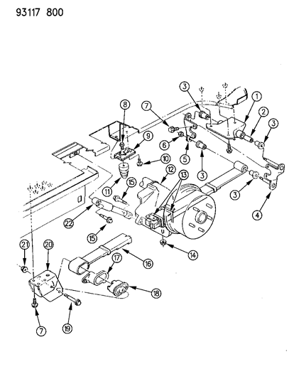 1993 Chrysler Town & Country Suspension - Rear Diagram 1