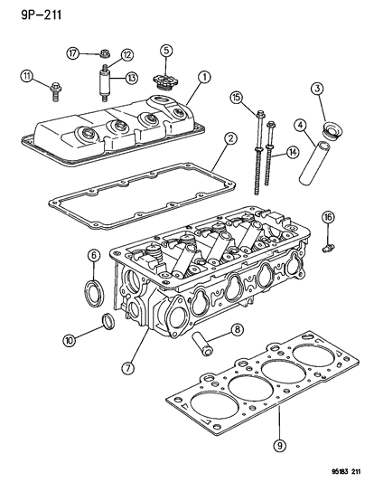 1995 Chrysler Cirrus Partial Cylinder Head Assembly Diagram for 4863943