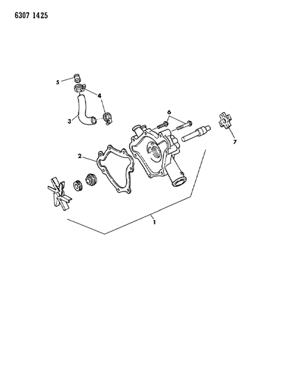 1987 Dodge W150 Water Pump & Related Parts Diagram 2