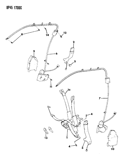 1991 Dodge Monaco Belts - Front Seat With Passive Restraints Diagram