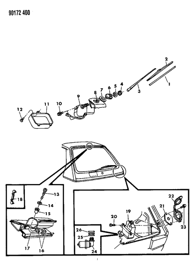 1990 Dodge Omni Liftgate Wiper & Washer System Diagram