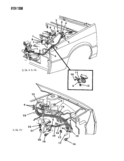 1988 Dodge Aries Plumbing - Heater Diagram