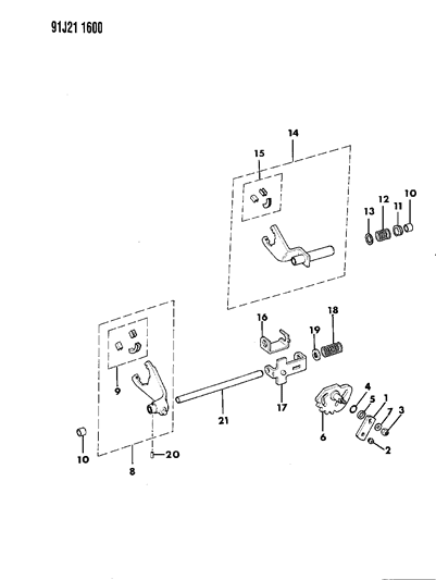 1991 Jeep Comanche Forks, Rails - Shifting Diagram