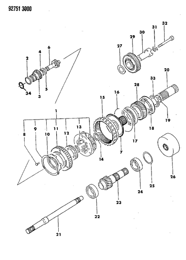 1994 Dodge Colt Power Train Automatic Transaxle Diagram 1