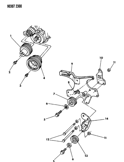 1991 Dodge Dakota Drive Pulleys Diagram 2