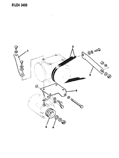 1984 Jeep Wrangler Compressor & Mounting Diagram 1