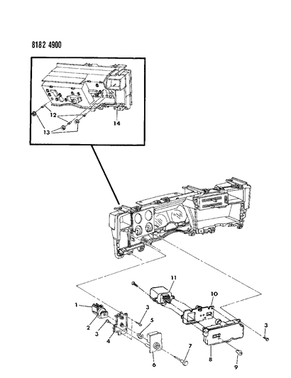 1988 Dodge Diplomat Instrument Panel Carrier & Switches Diagram