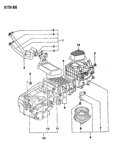 1991 Dodge Stealth Heater Unit & Heater Plumbing Diagram