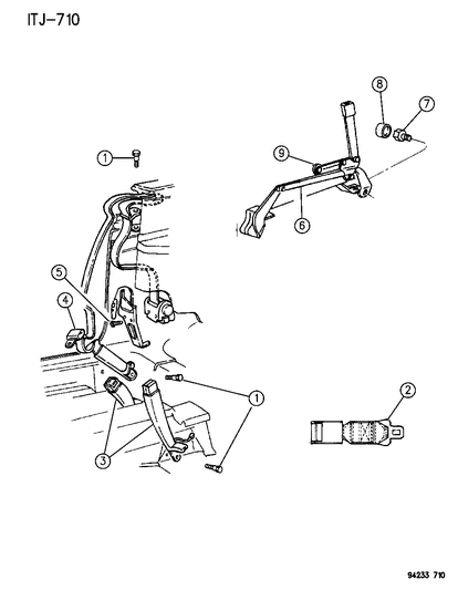 1994 Chrysler LeBaron Belt - Front Seat Diagram 1