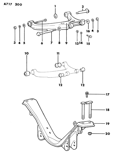 1984 Dodge Conquest Crossmember, Lower Arm, Rear Diagram