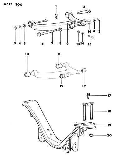 1984 Chrysler Conquest Crossmember, Lower Arm, Rear Diagram