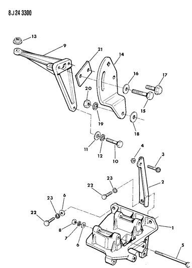 1989 Jeep Grand Wagoneer Compressor Mounting, Air Conditioning Diagram 1