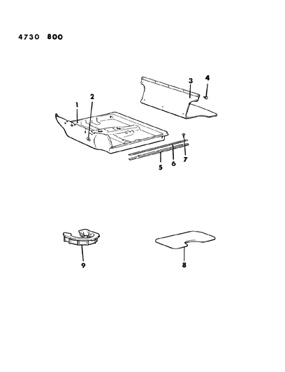 1984 Dodge Colt Carpet, Scuff Plates And Floor Mats Diagram