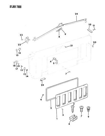 1986 Jeep Grand Wagoneer Control, Tailgate Remote Diagram for J0961995