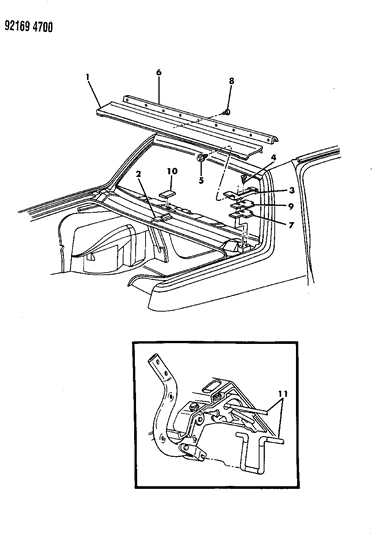 1992 Dodge Spirit Deck Lid Upper Panel Diagram