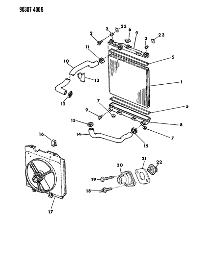 1993 Dodge Dakota Radiator & Related Parts Diagram 1