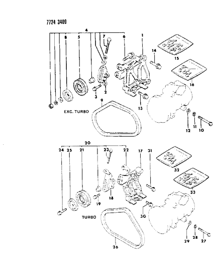 1988 Dodge Colt Mounting - A/C Compressor Diagram