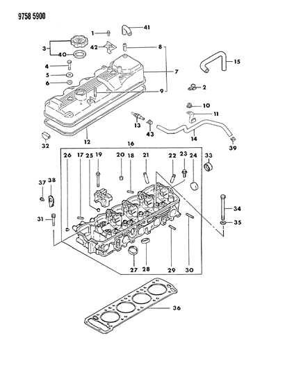 1989 Dodge Ram 50 Bolt-HEXAGON FLANGE Head Diagram for MF140222