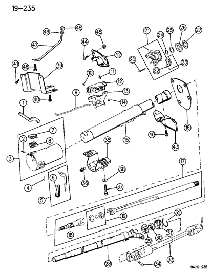 1994 Jeep Wrangler Bearing-Steering Column Shaft Diagram for J4486713