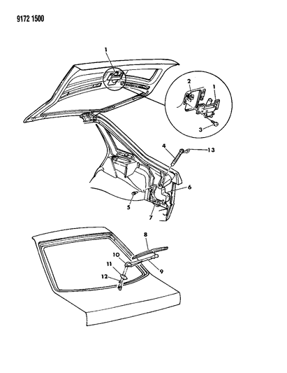 1989 Chrysler LeBaron Liftgate Wiper & Washer System Diagram