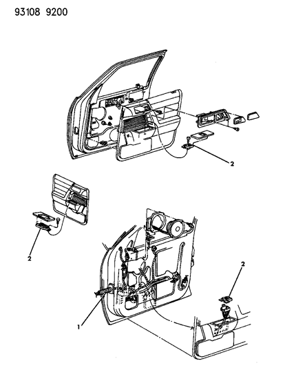 1993 Chrysler LeBaron Sedan Wiring & Switches - Front Door Diagram