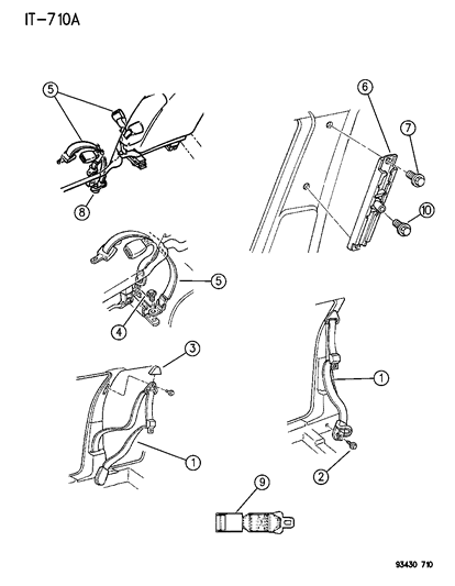 1995 Dodge Intrepid Belts - Front Seat Diagram