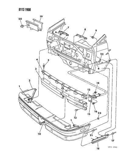 1988 Dodge Daytona Fascia, Bumper Rear Diagram